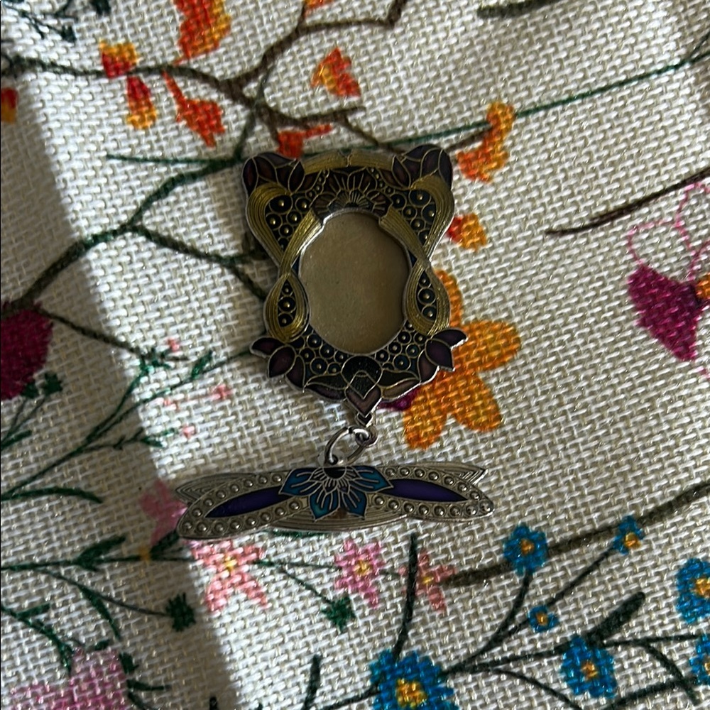 Antique Bohemian Style Pendant with Purple and Blue Accents